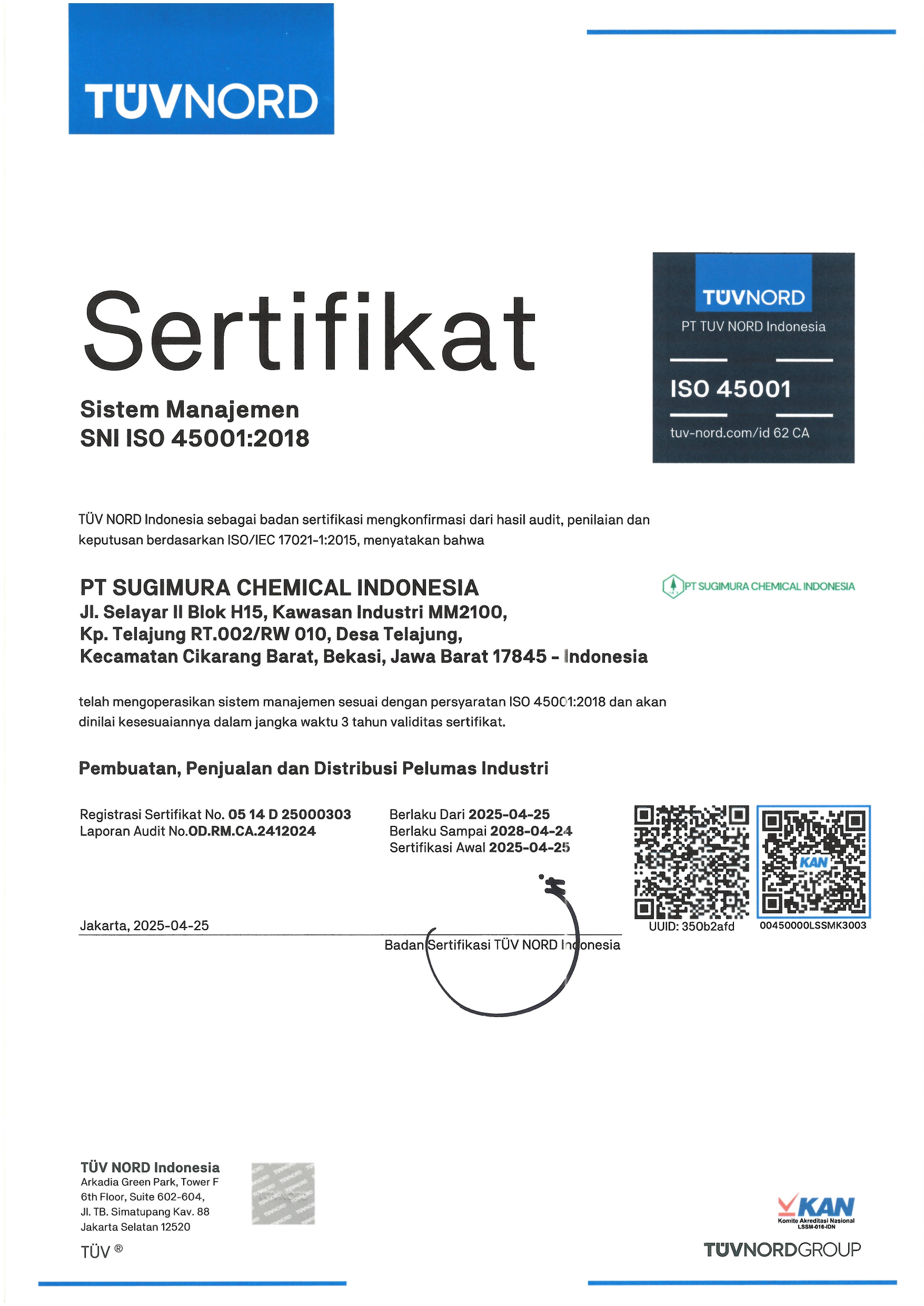 Sertifikat ISO 45001